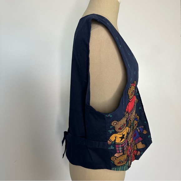 Vintage Christmas Teddy Bear Vest medium - Picture 2 of 16